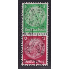 ALEMANIA 1933 ESTAMPILLAS SE-TENANT ZUSAMMENDRUCKE USADOS QUE ES MUCHO MAS ESCASO MI S106 FILIGRANA HEXAGONOS 20 EUROS